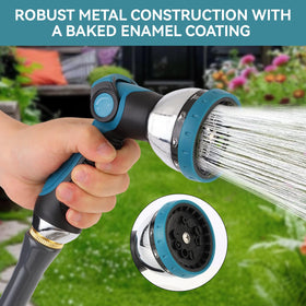 AnyEasy hose nozzle showing 10 spray modes for versatile use