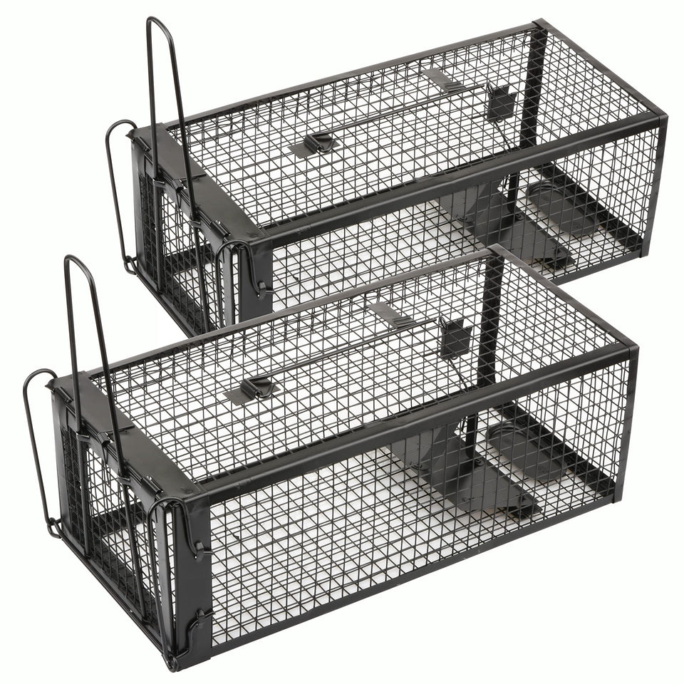 Anyhall live cage trap shown outdoors, ready for humane capture and relocation.
