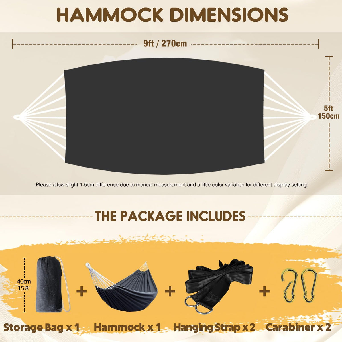 ANYOO hammock anti-rollover design provides a flatter sleeping surface outdoors.