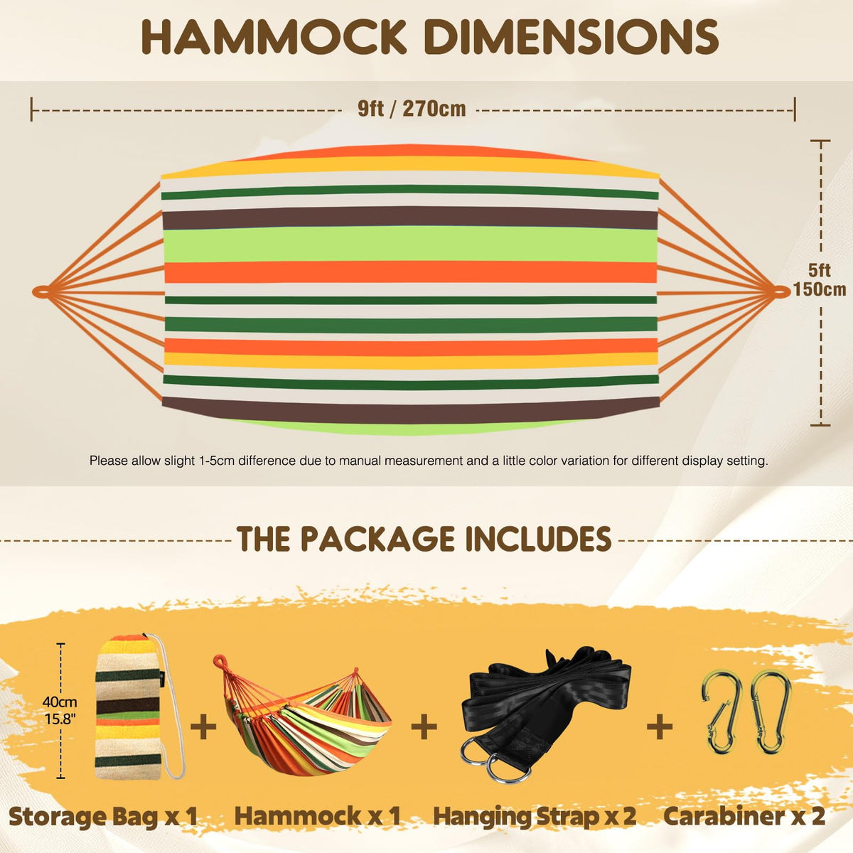 ANYOO hammock carabiners ensure secure, simple suspension.
