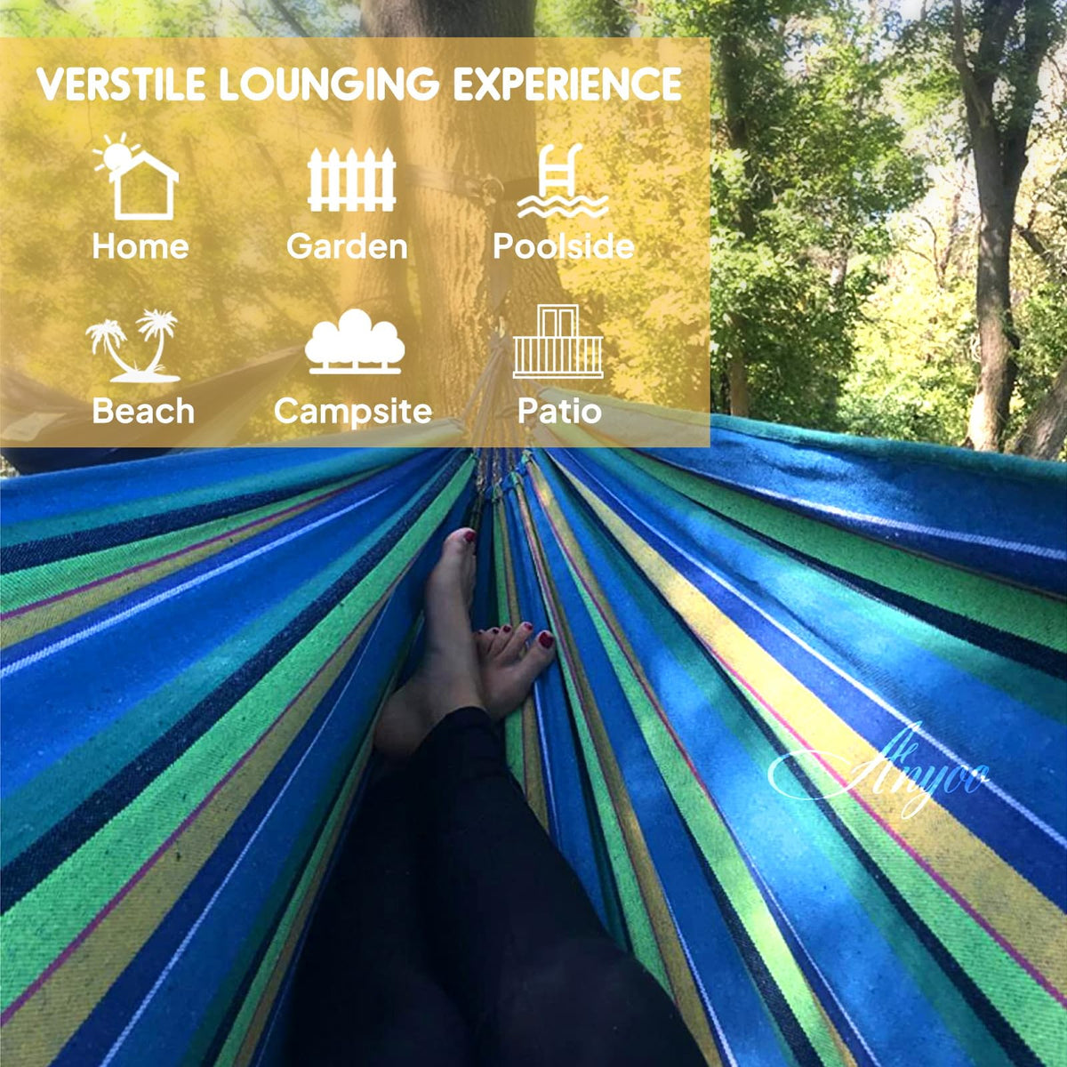ANYOO durable colorfast fabric withstands outdoor use.