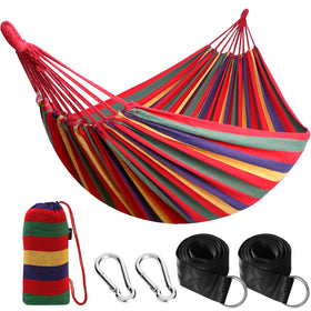 ANYOO cotton hammock in outdoor setup, portable and comfortable.