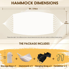 ANYOO cotton hammock setup with tree straps for simple installation.