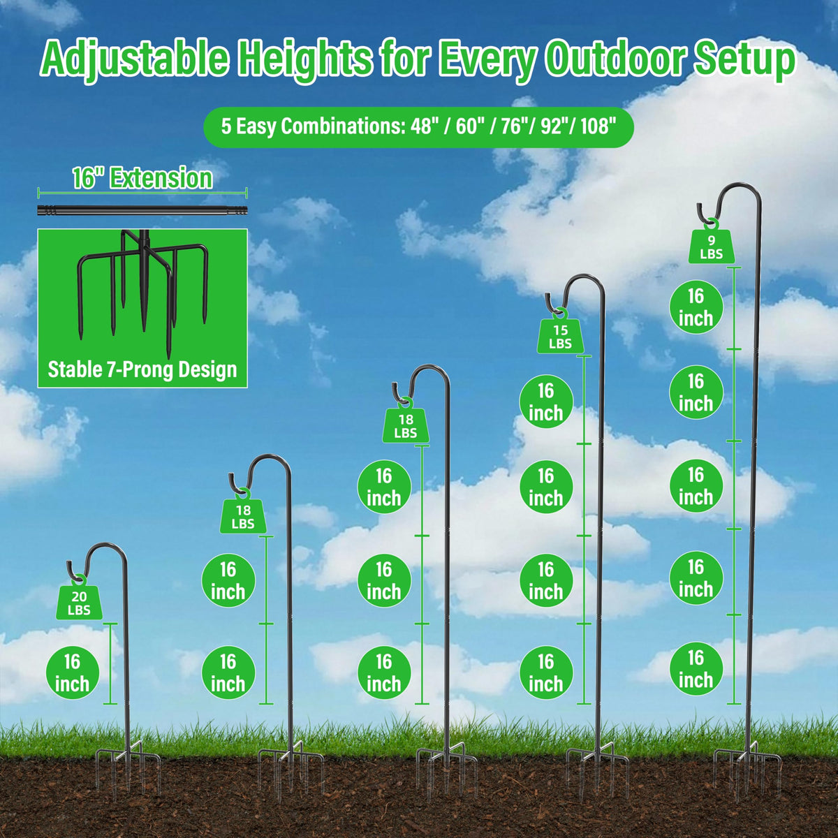 anyperfect heavy-duty 1.5mm steel tubing highlighting durable weather-ready construction.