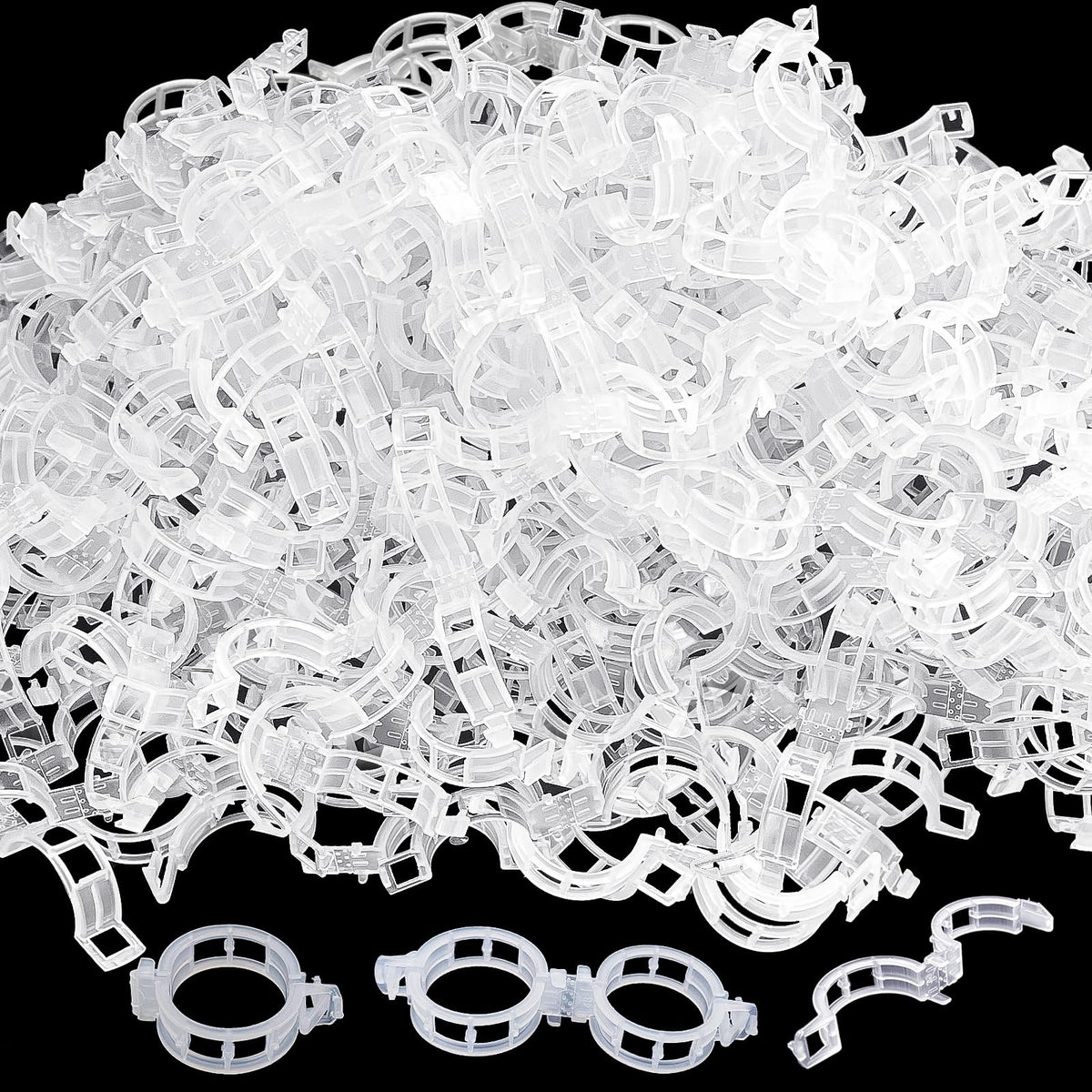 Anyumocz plant support clips, 400-pack with snap-on design for sturdy vine support.