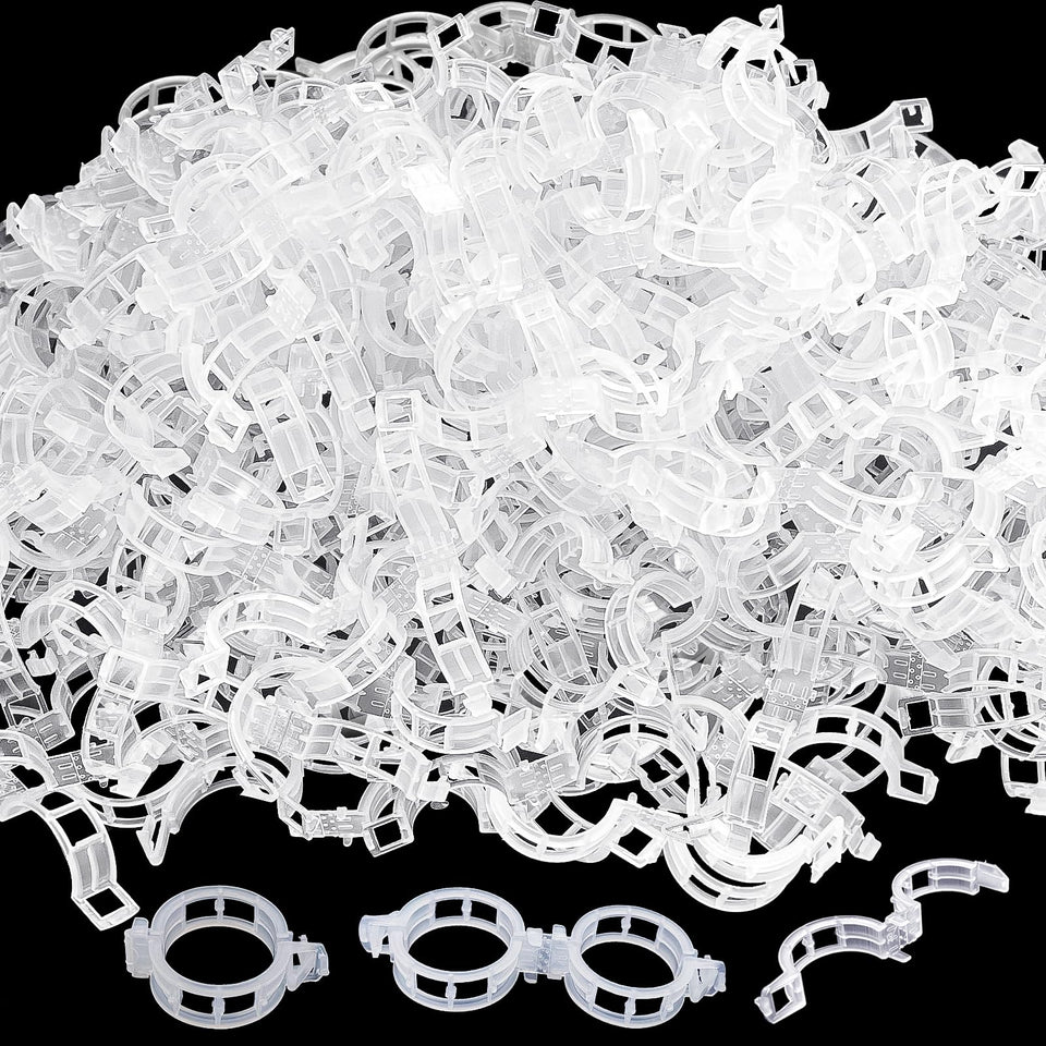 Anyumocz plant support clips, 400-pack with snap-on design for sturdy vine support.