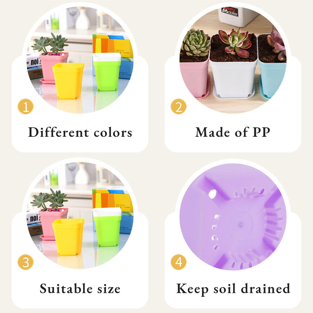 Anyumocz durable PP square pot for long-lasting indoor and outdoor use