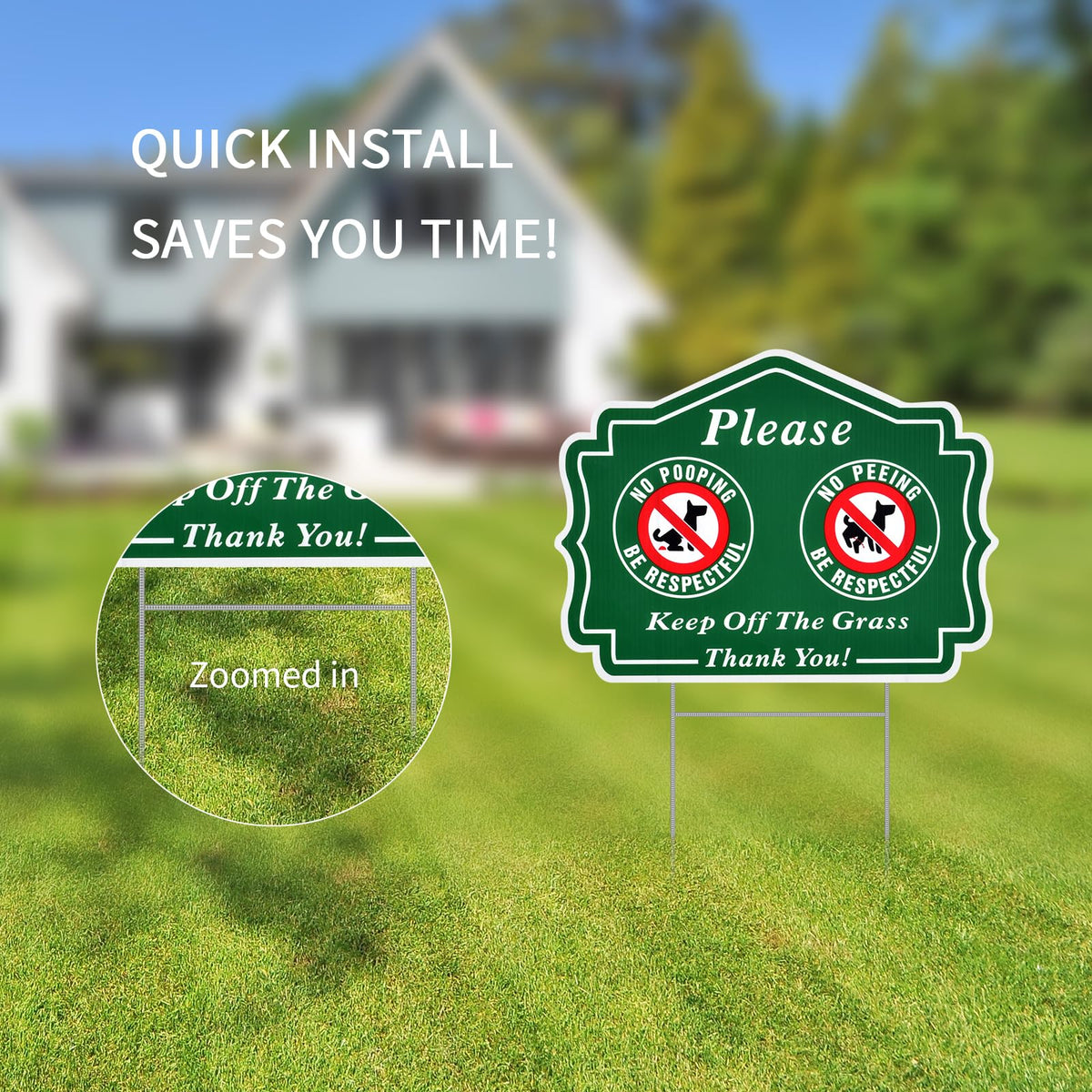 ANZEKE 12.6in x 9.5in sign fits lawns.