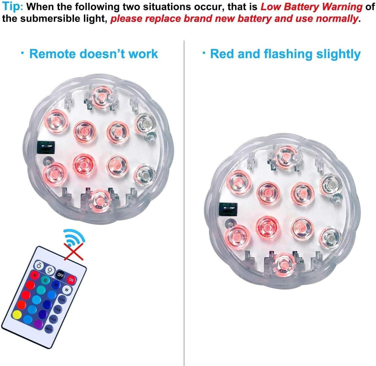Anziner battery-powered submersible light for quick setup anywhere.