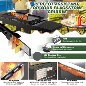 Aoanoko wind screen Blackstone 36 side-guards maintain even heat while grilling.