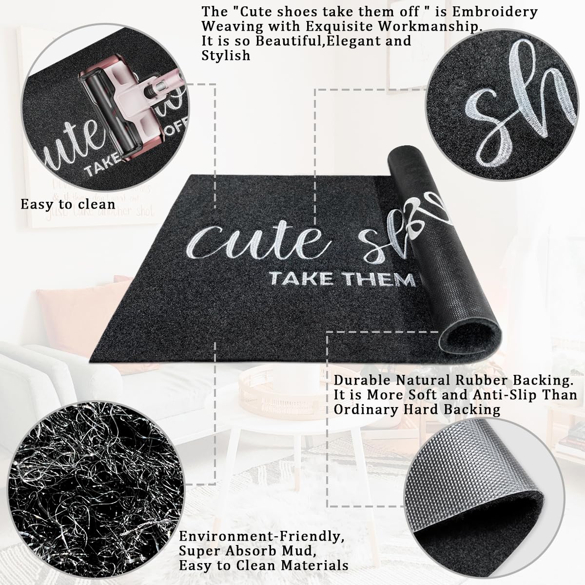 AOAOPQ non-slip-rubber-backed-doormat stays put in busy entryways.