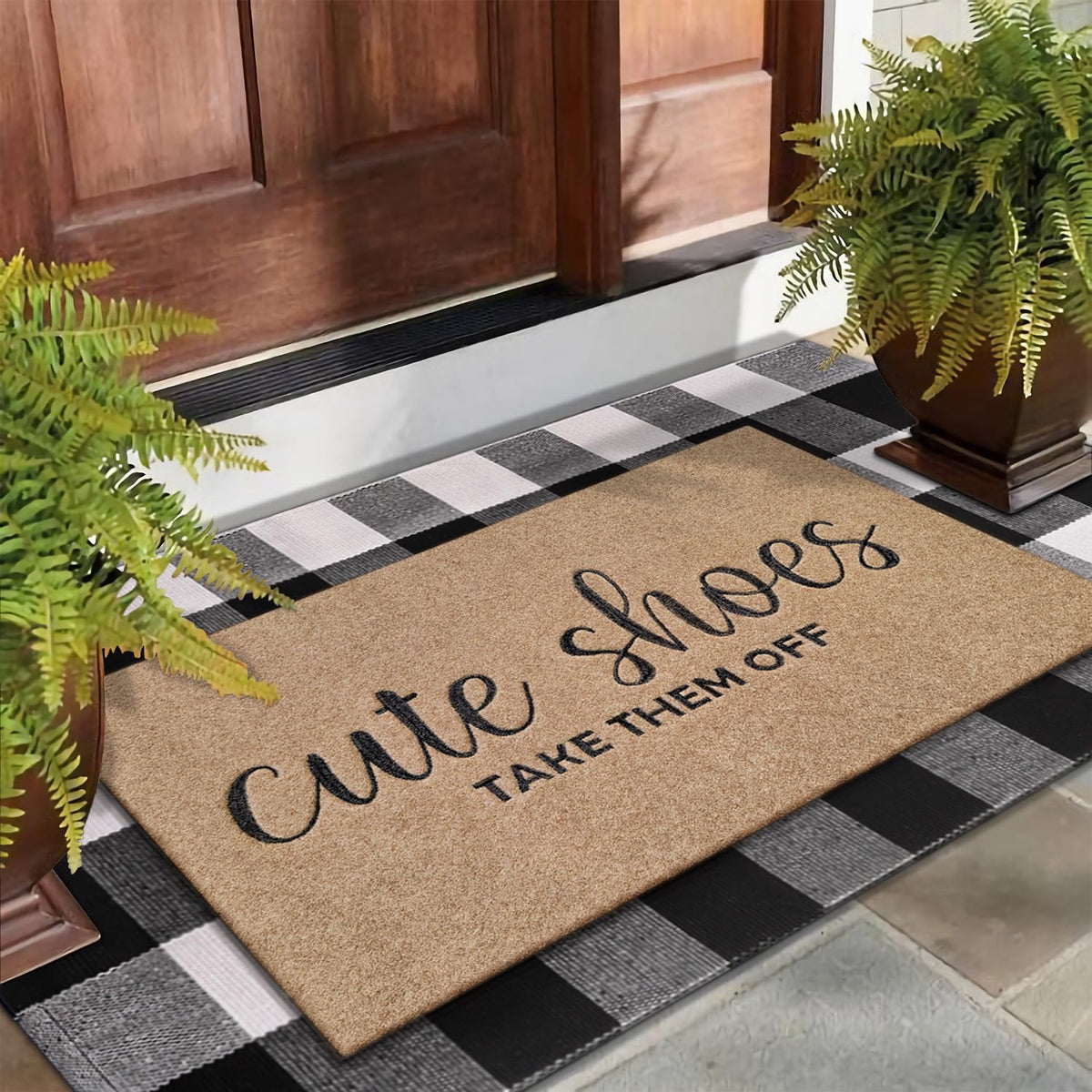 AOAOPQ outdoor-indoor mat versatile for porch, patio, and high-traffic entryways.