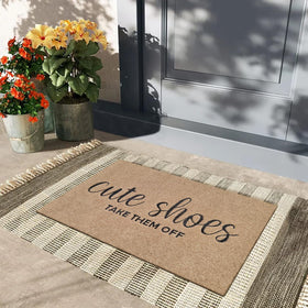 AOAOPQ welcome mat easy to clean with hose or shake off debris.