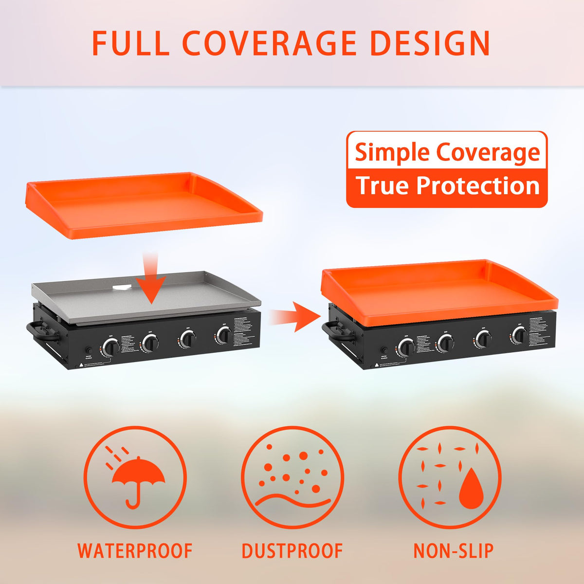 AOBHI cover shielding griddle from dust and leaves during outdoor use