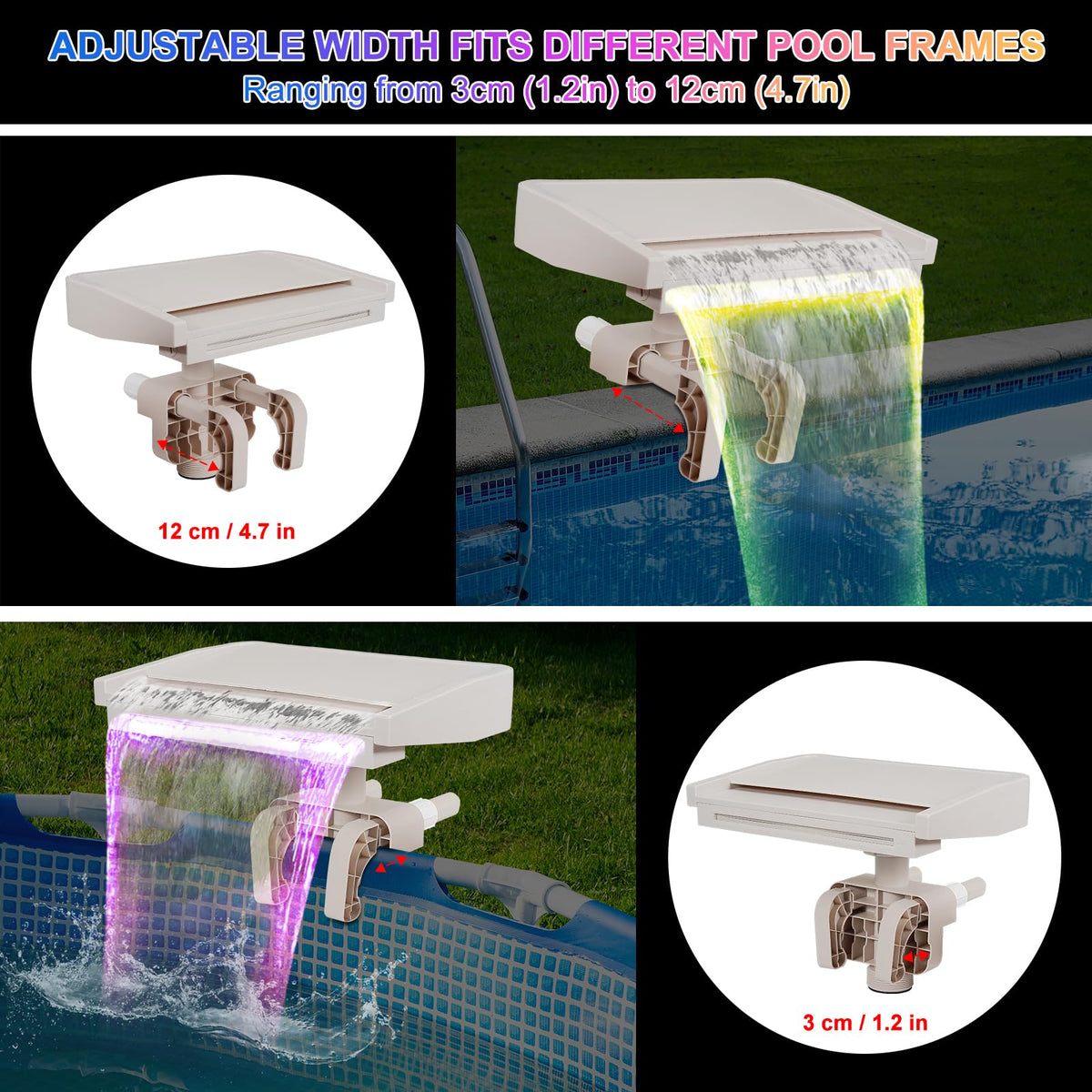 Aobiono hose connection adapter enables versatile hose sizing for easy setup.