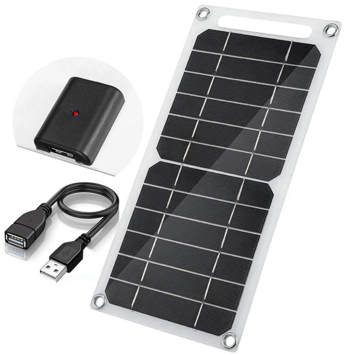 Aocoray Mini 5V 6W panel front view enabling on-the-go charging.