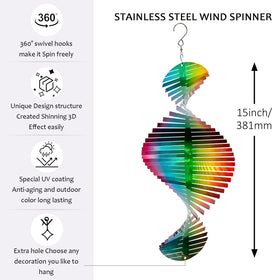 Aoedelyart Rainbow Wave wind spinner close-up showing reflective colors and shimmer.