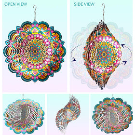 Aoedelyart wind spinner enhances garden space with reflective surfaces.