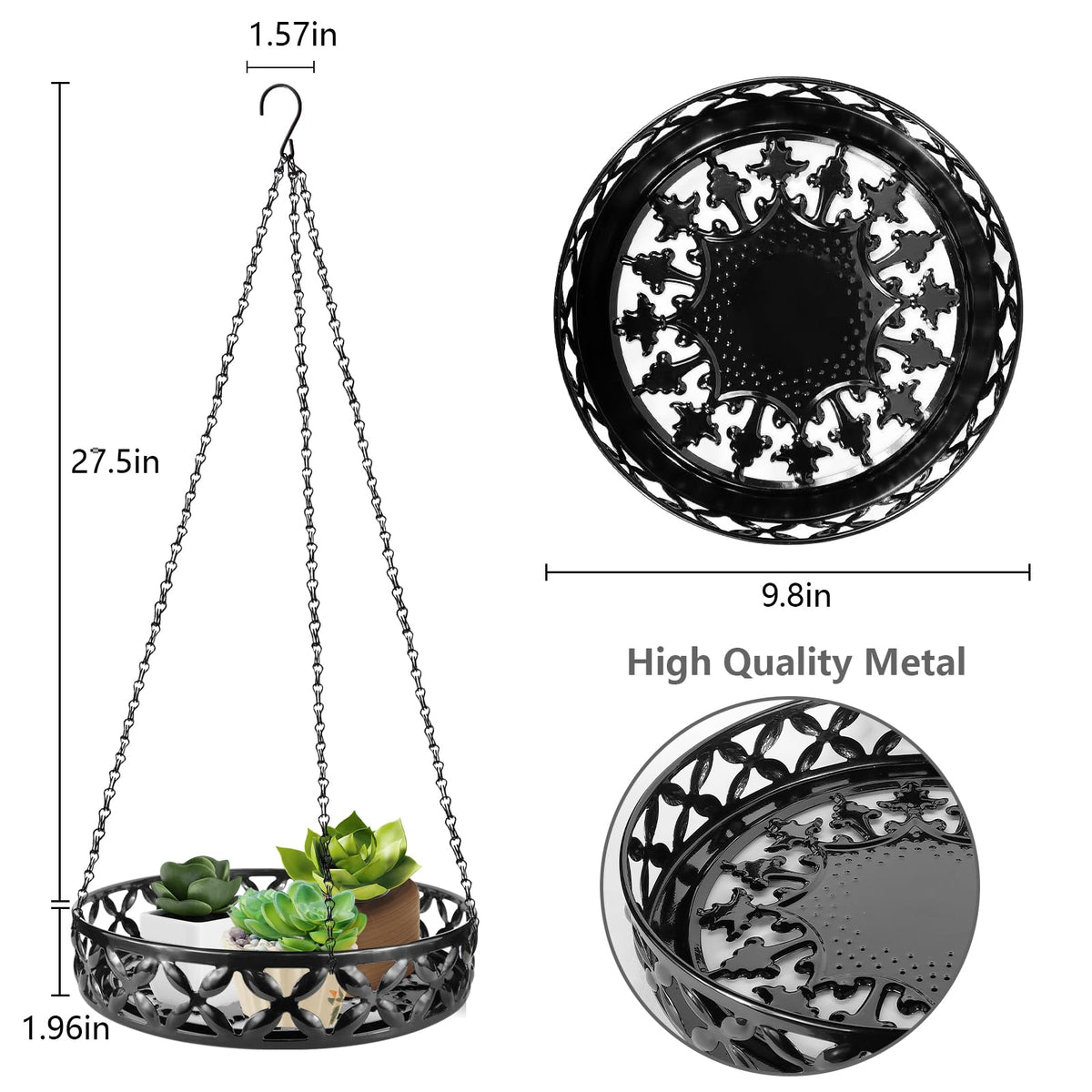 AOEIWUUP ceiling-chain hanger detail, adjustable length for watering ease.