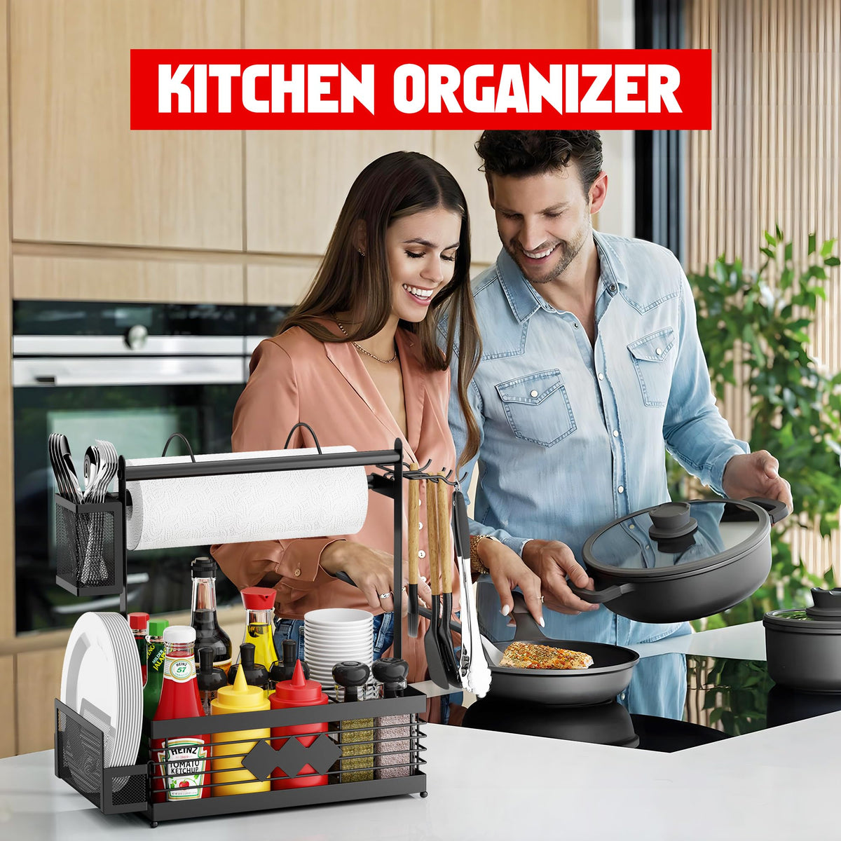 Aofmee Grill Caddy detachable plate and cutlery holders streamline setup.