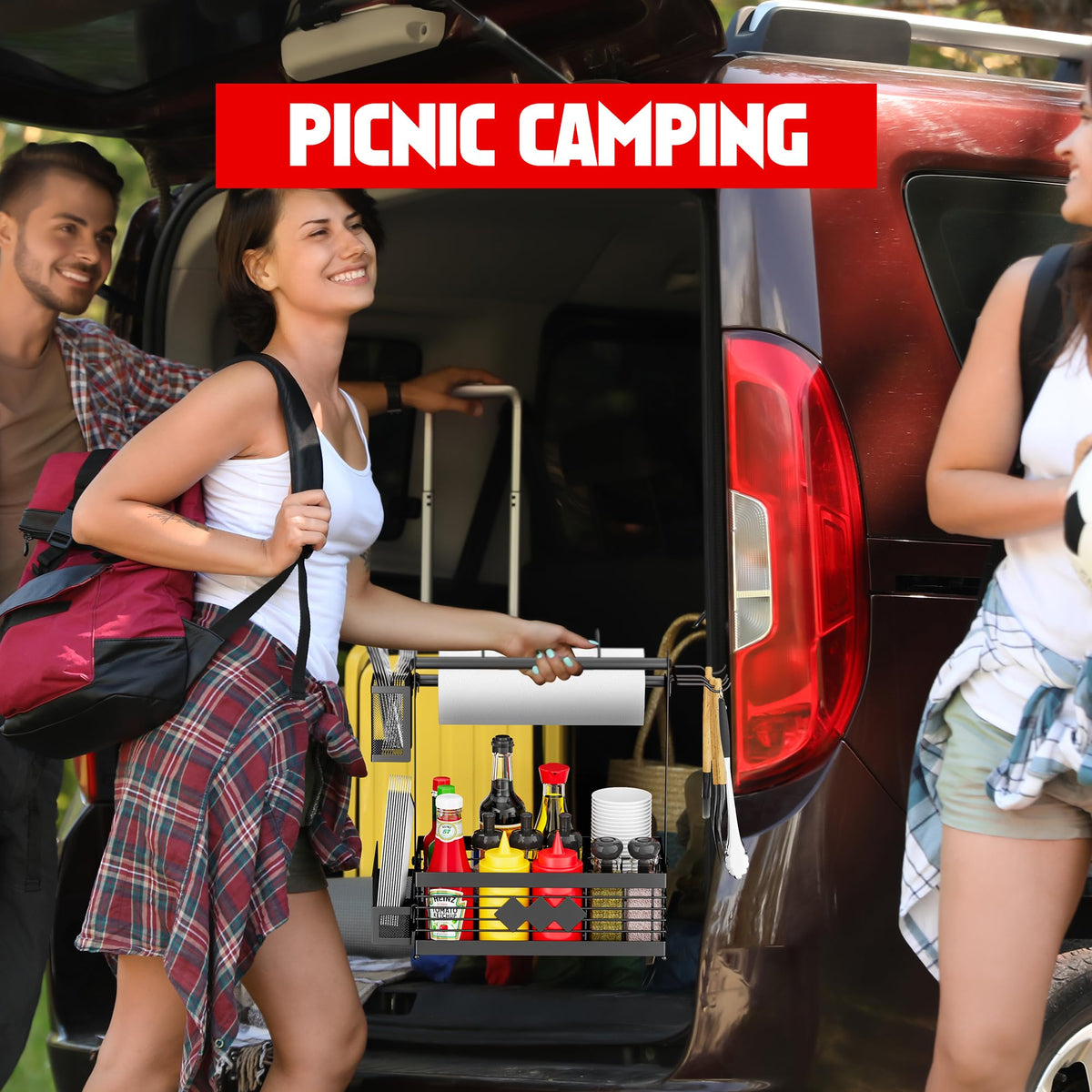 Aofmee Grill Caddy easy-carry handle for one-handed transport.