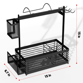 Aofmee Grill Caddy removable plate holders enable quick access to plates and cutlery.