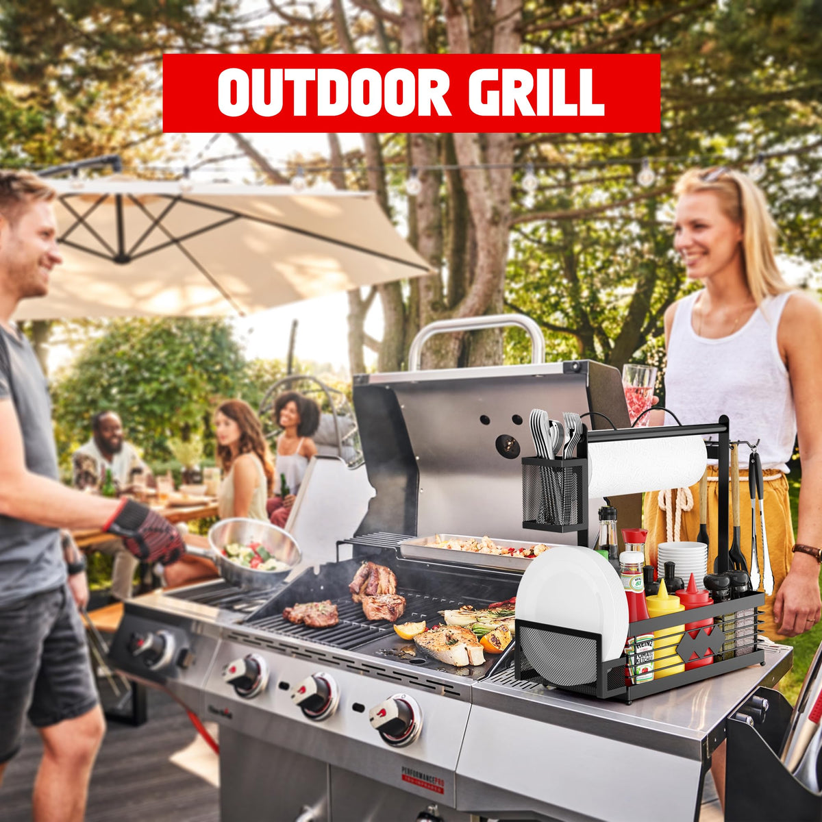 Aofmee Grill Caddy versatile for camping, picnics, and tailgate gatherings.