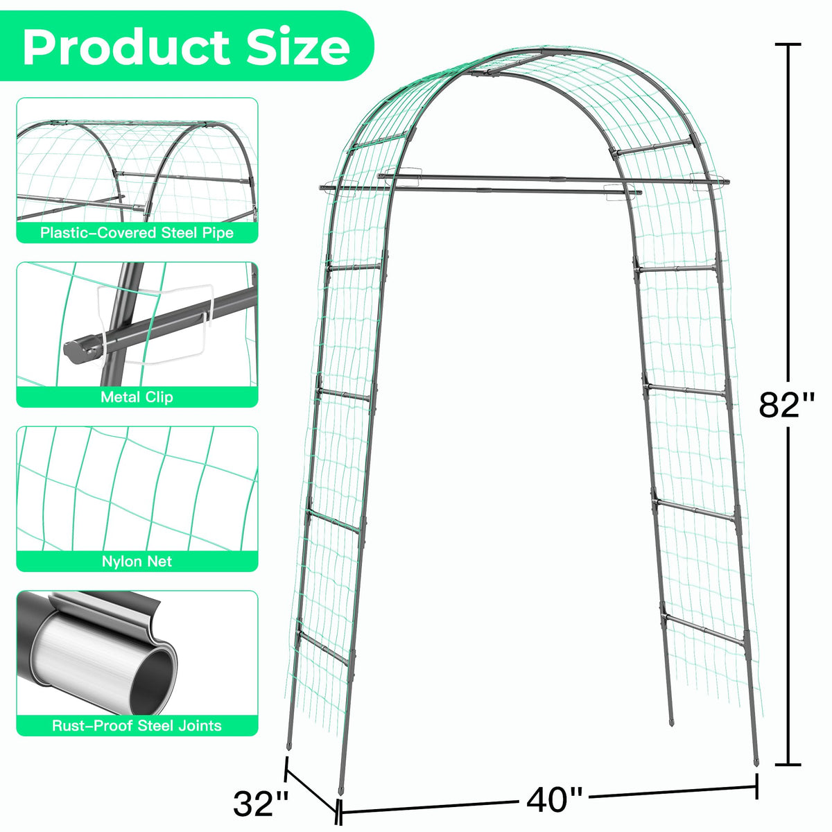 Aohanoi garden arch trellis steel frame offers sturdy, weather-ready support.