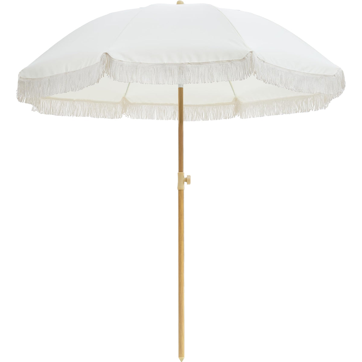 Aohanoi Patio Fringe Umbrella canopy extended for wide 6ft sunshade.