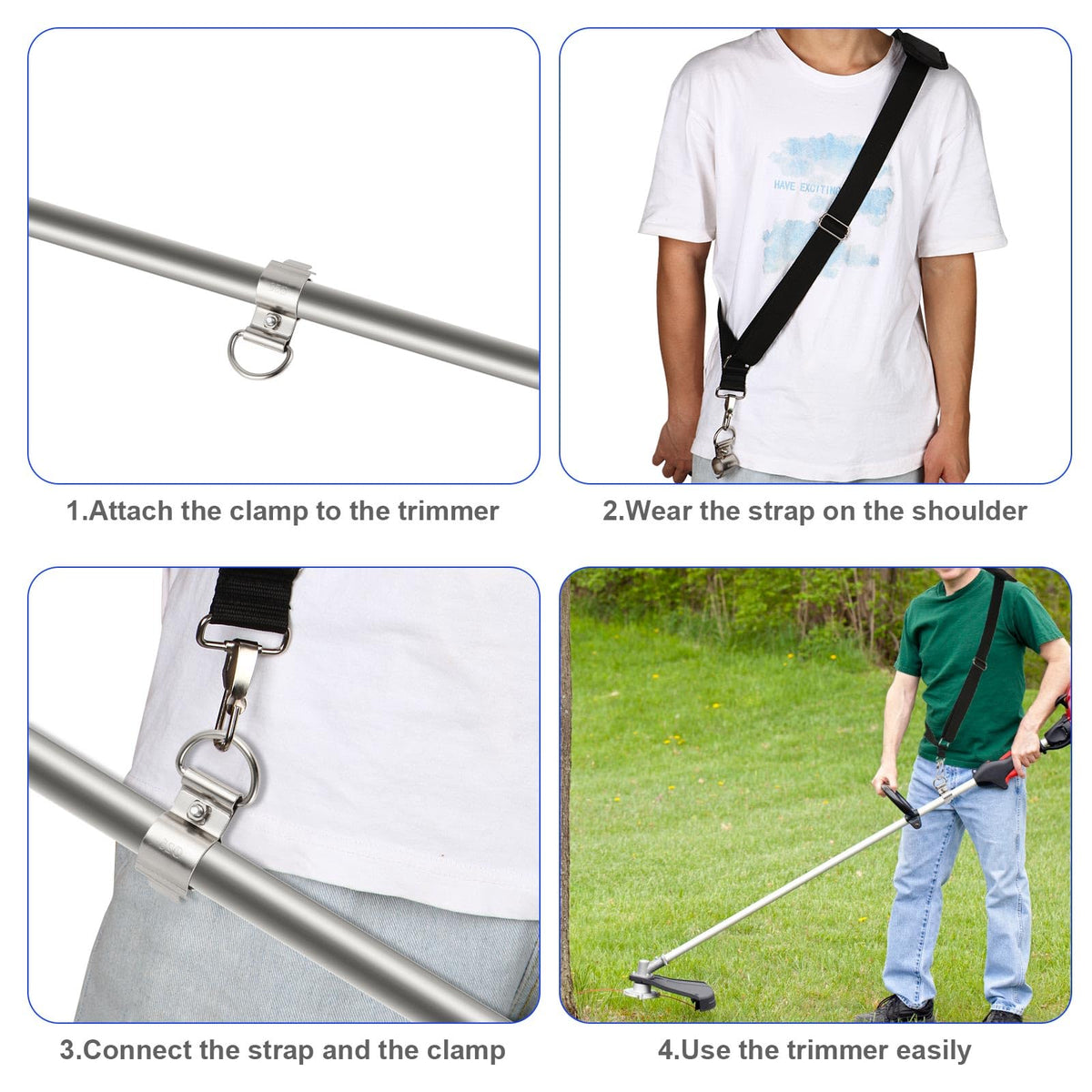 Aoheke AP1500 in-use strap shown on a trimmer.