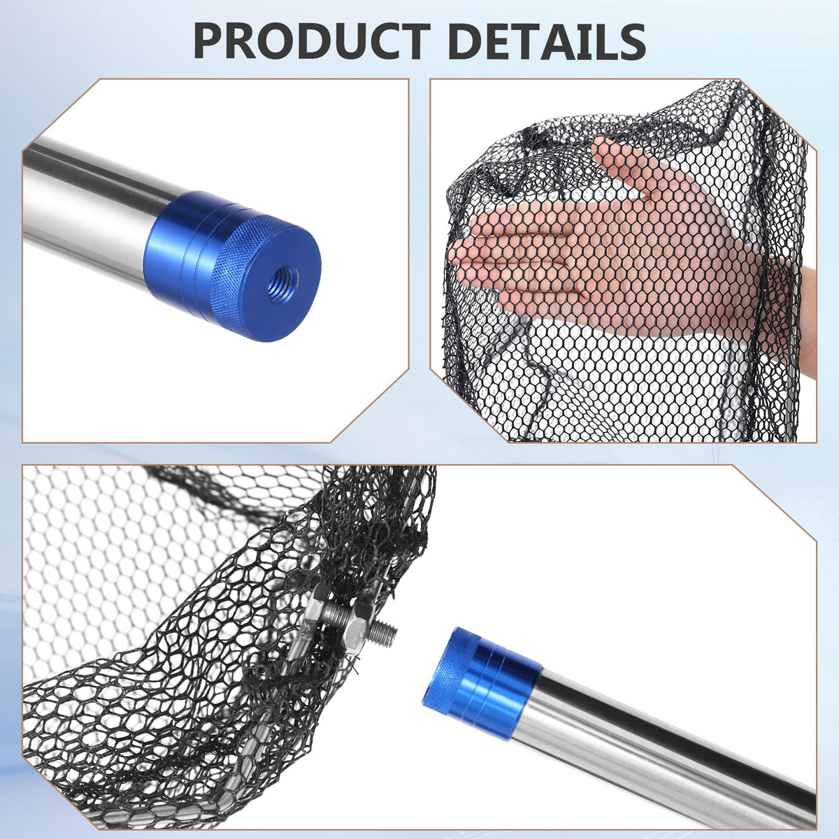 Aoiaute flexible black net handles delicate catches such as fish.