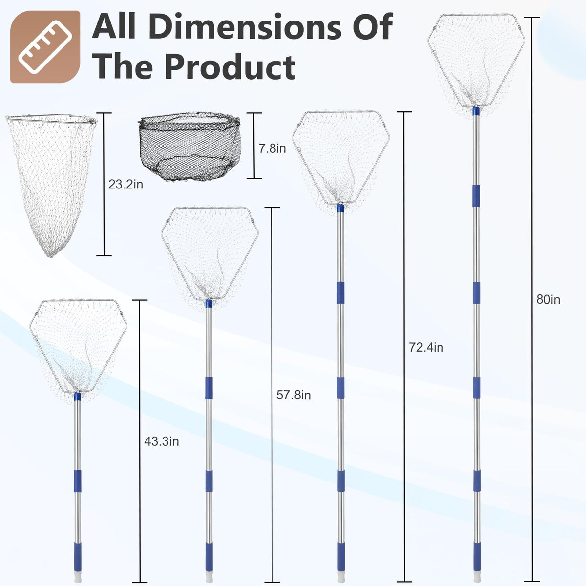 Aoiaute 5-stage stainless steel pole extends reach for safe catches.