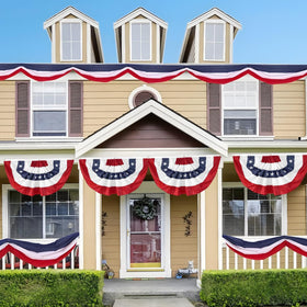 Aokansha garden porch patriotic decor in red white blue.