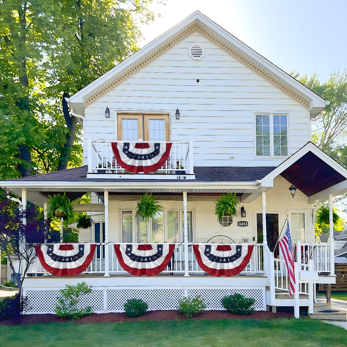 Aokansha porch bunting ideal for 4th of July decor.