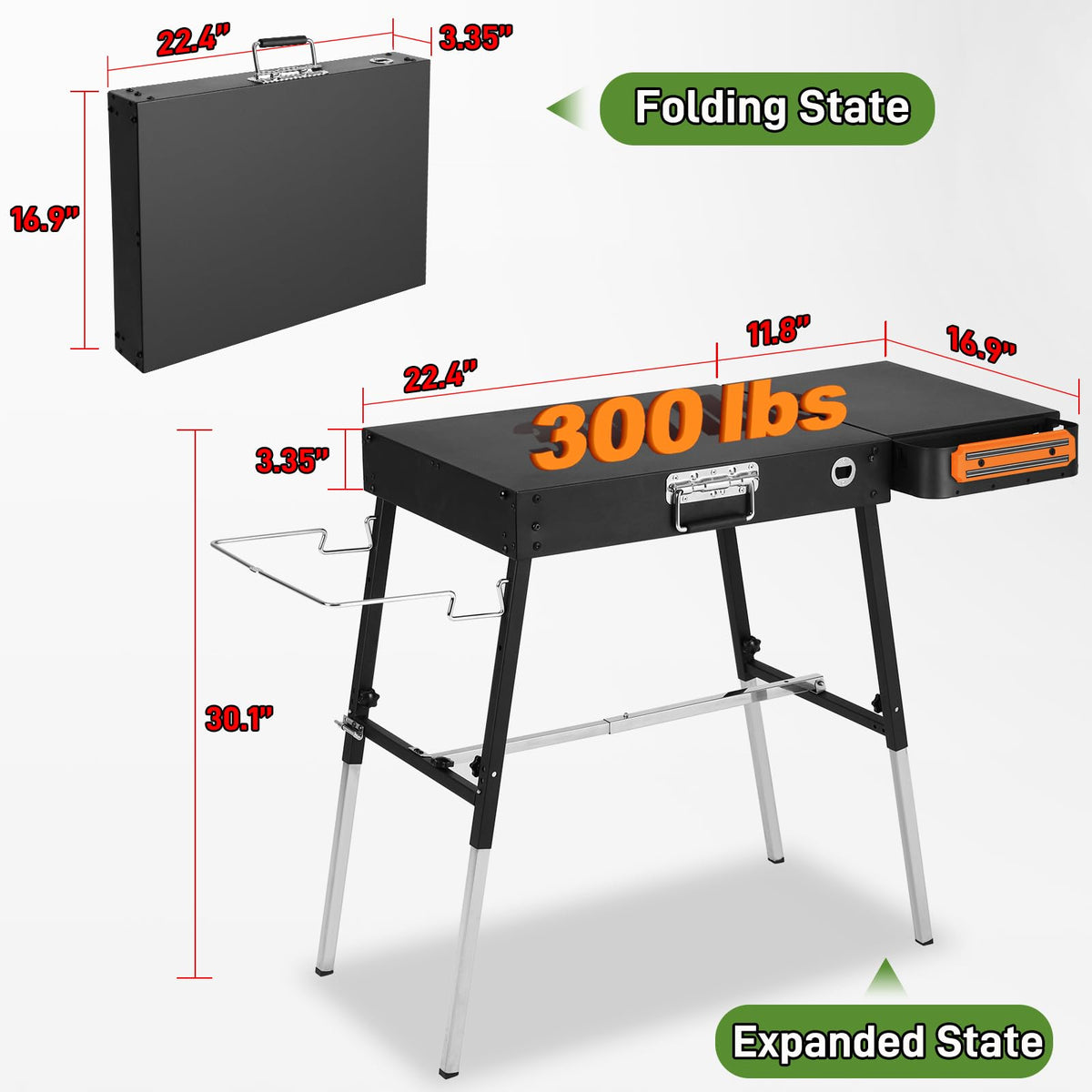 AOKEMAi grill table adjustable height legs adapt to uneven ground