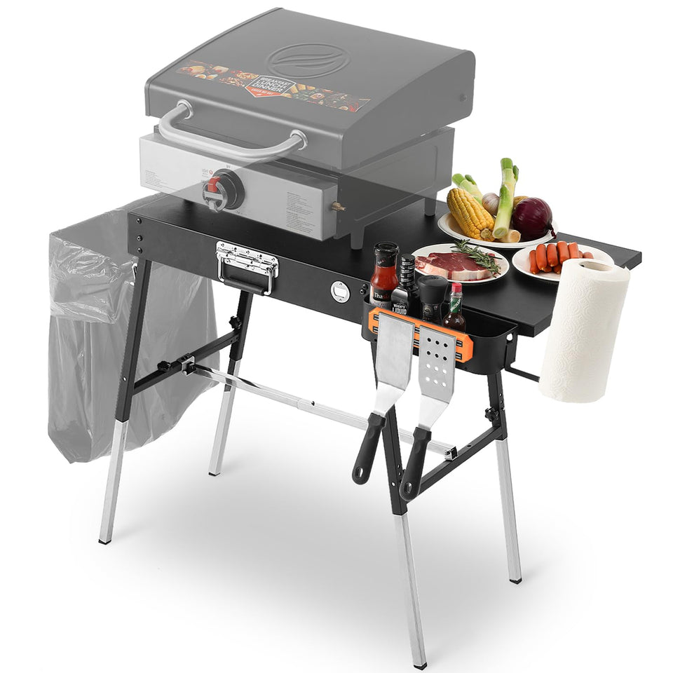 AOKEMAi grill table outdoor folding stand provides stable prep area