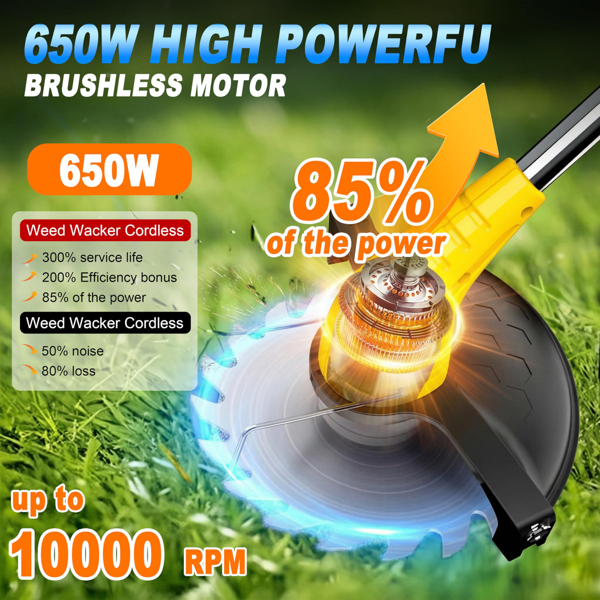 Aokia lightweight weed eater weighing 3.72 lbs for reduced fatigue.