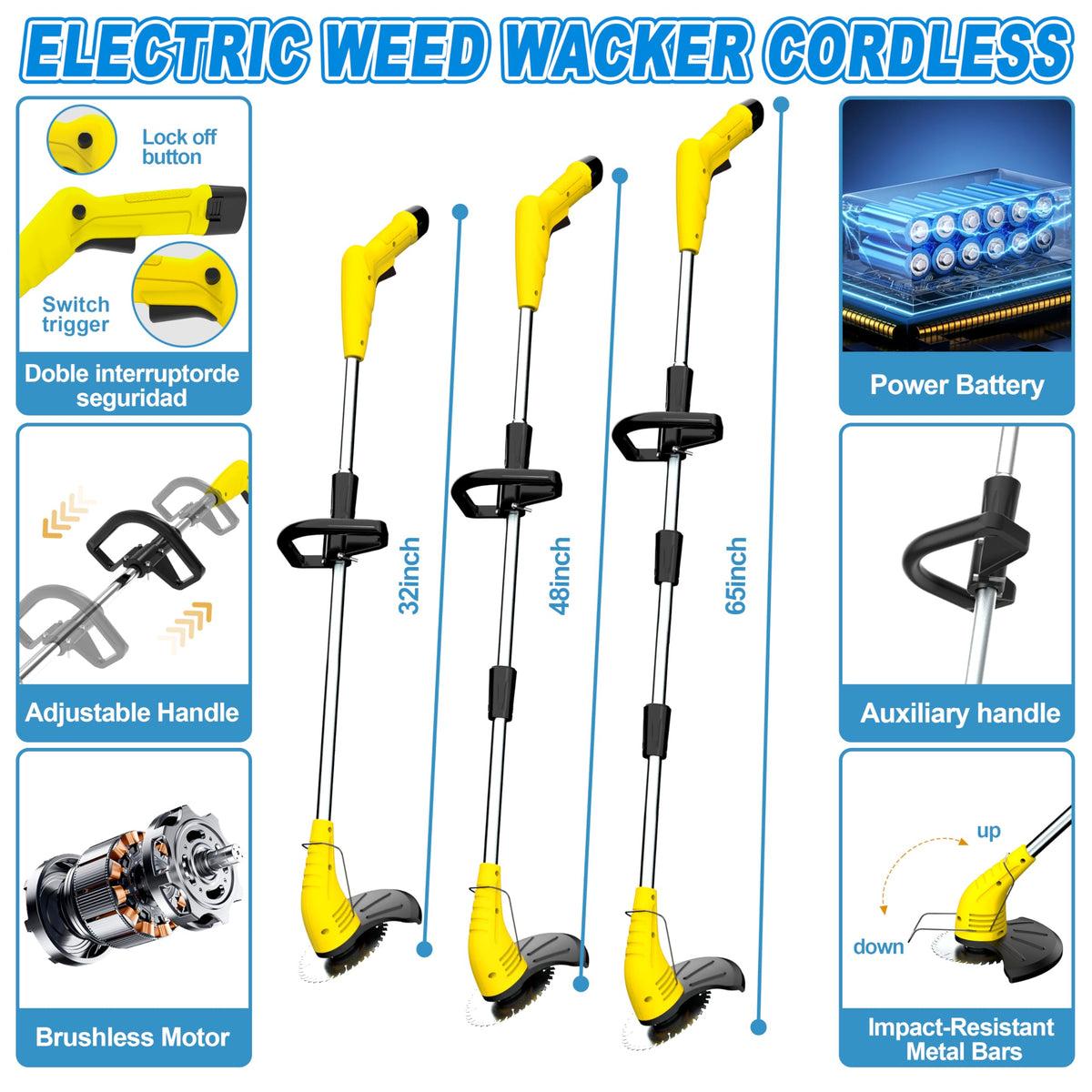 Aokia cordless weed wacker operates quietly for neighbor-friendly trimming