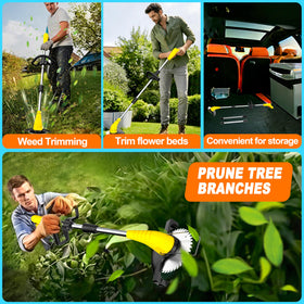 Aokia weed wacker with saw blade for pruning small branches.