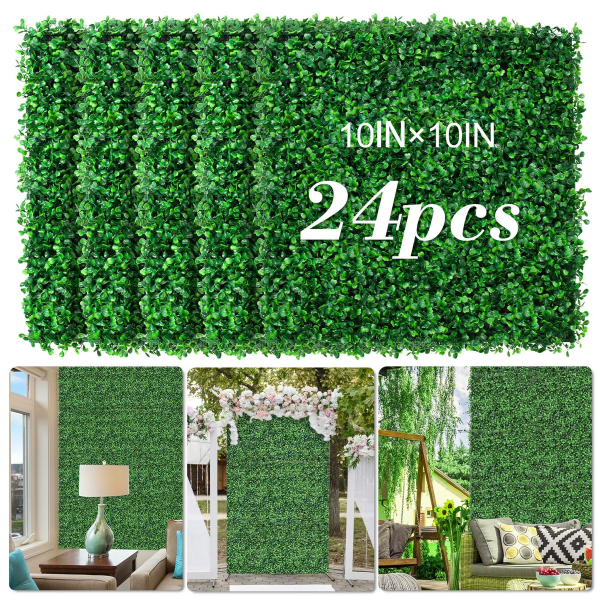 AOKIE 10x10 panel closeup shows lush boxwood texture for privacy