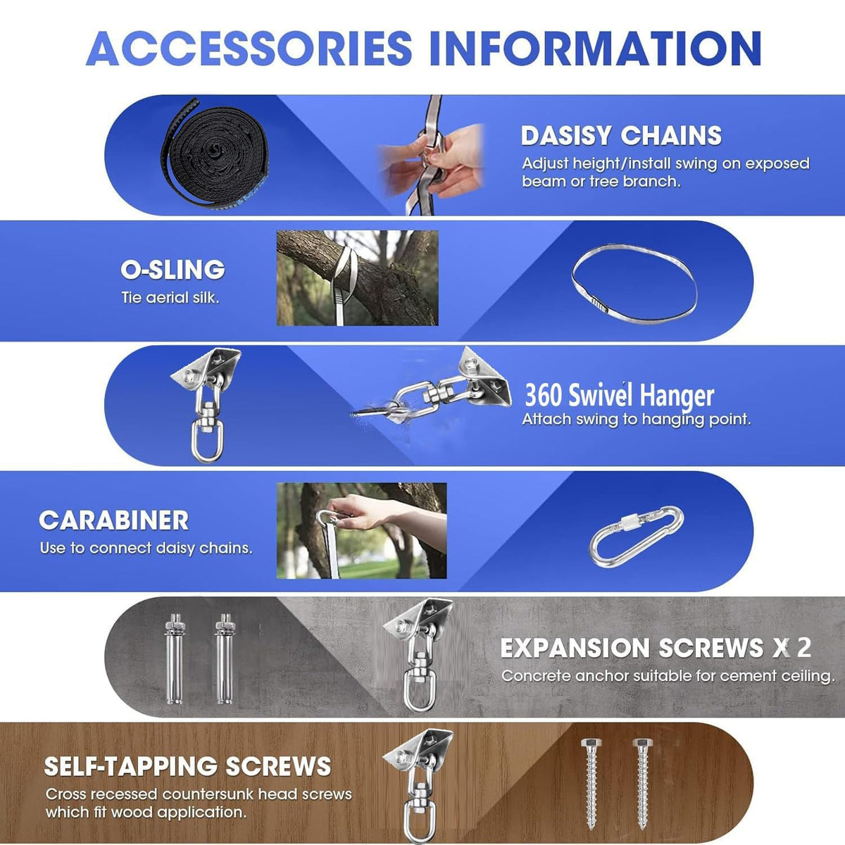 360 swivel hanger on the Aokitec swing supports versatile movement