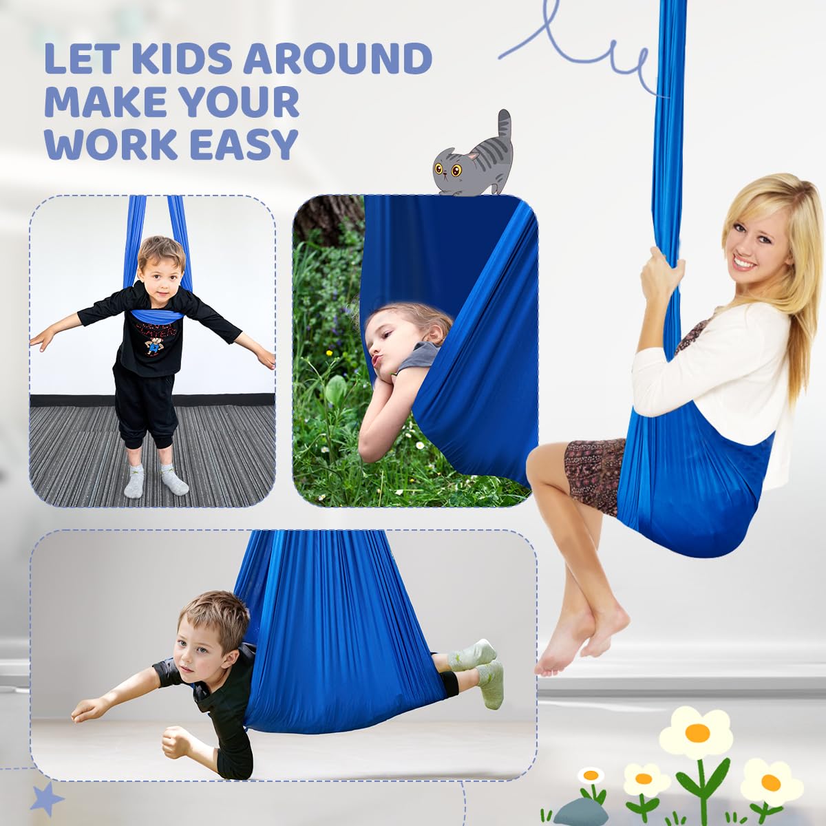 Calming space created by the Aokitec sensory swing for focus and relaxation