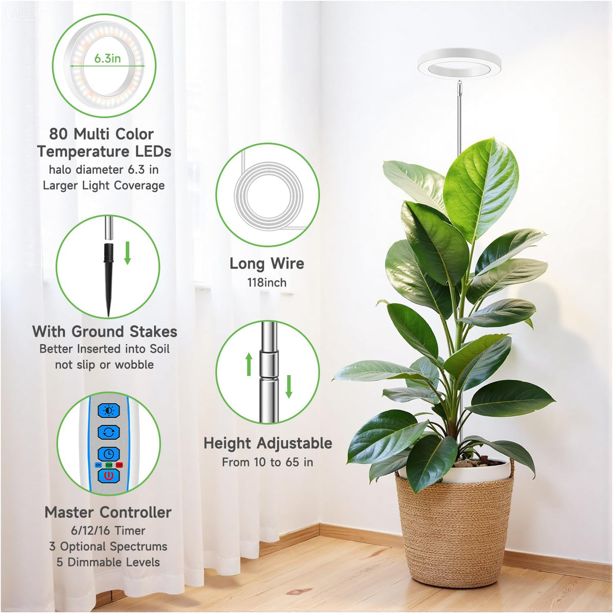 Aokrean grow light with 80 LED diode array for efficient plant lighting