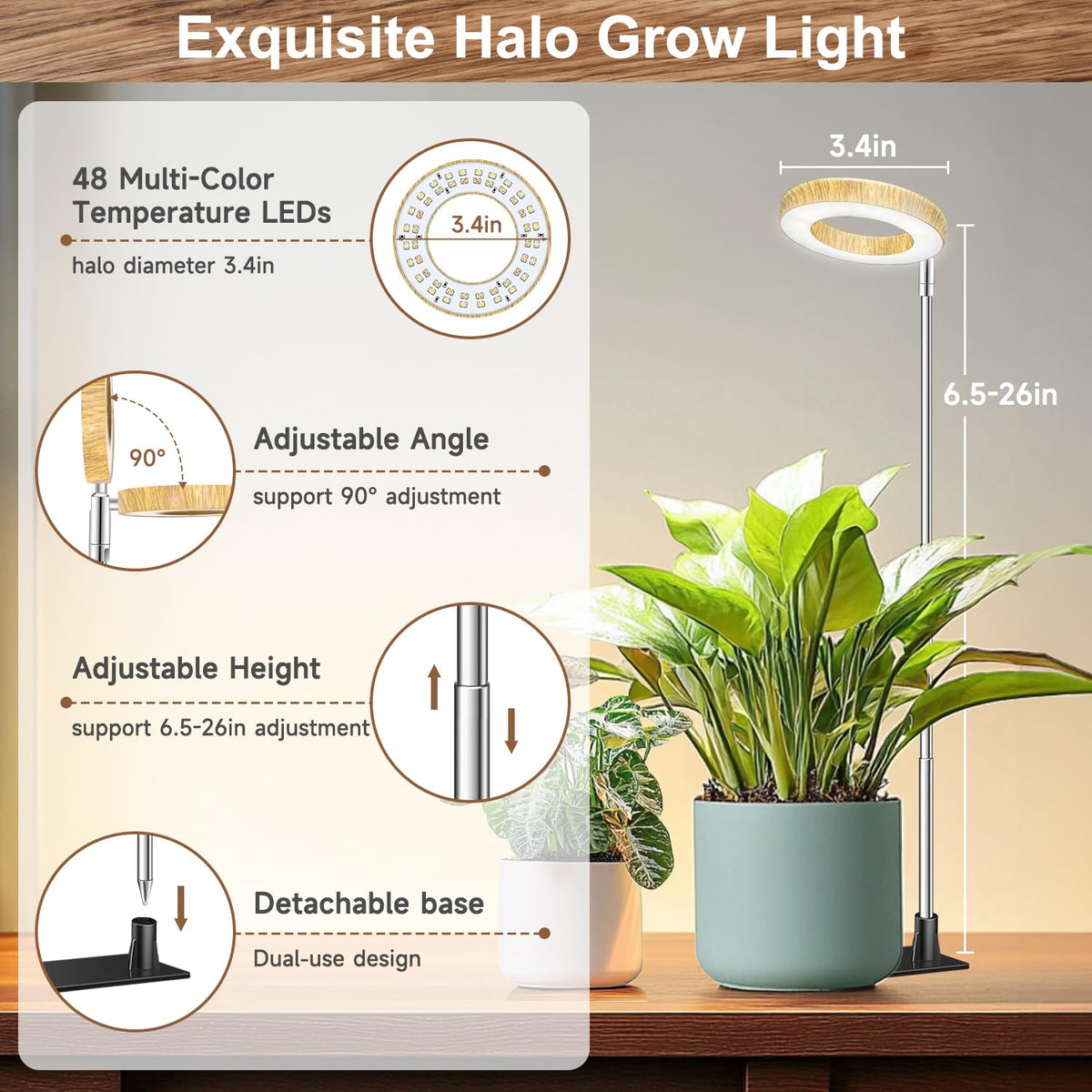 Aokrean Plant Grow Light adjustable pole lets you target different plant heights.