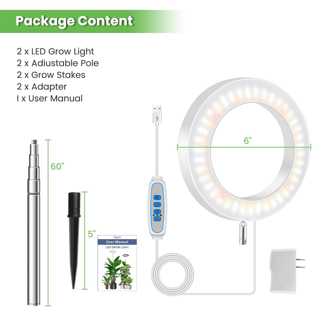 Aokrean grow light auto timer and dimming system for automated cycles