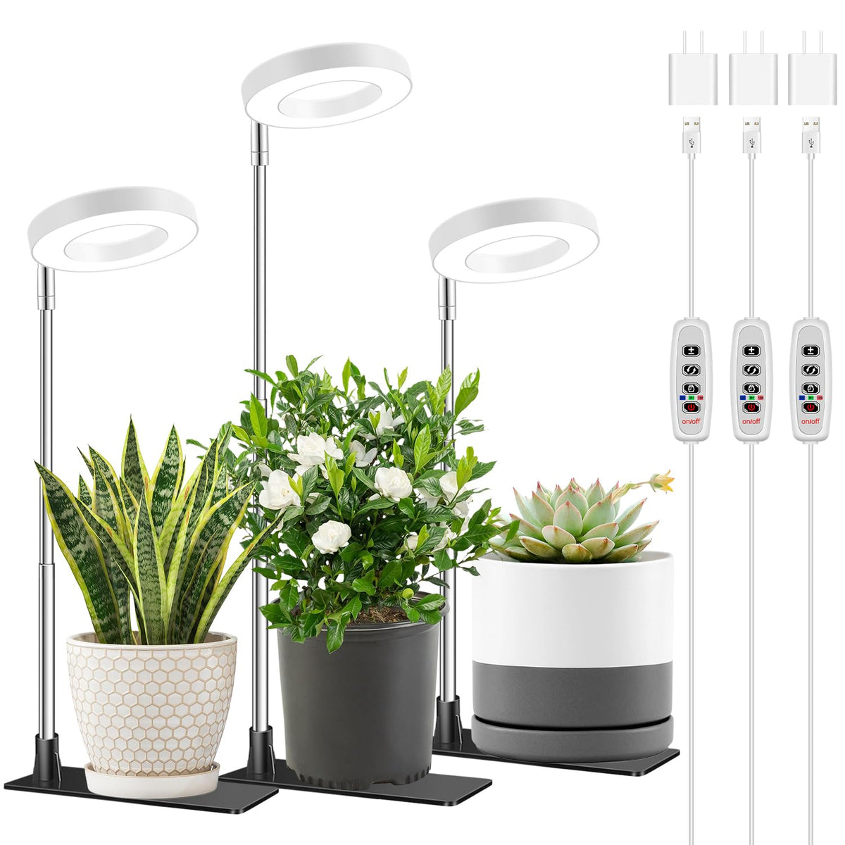 Aokrean Grow Light base setup provides stable support for various pot sizes.