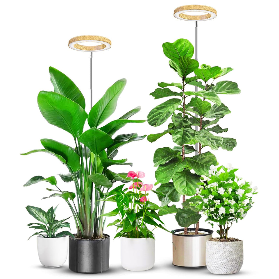 Aokrean grow light with wood grain ring for durable indoor styling and even lighting.