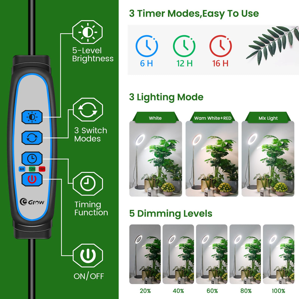 Aokrean Grow Lights auto timer interface makes daily scheduling simple