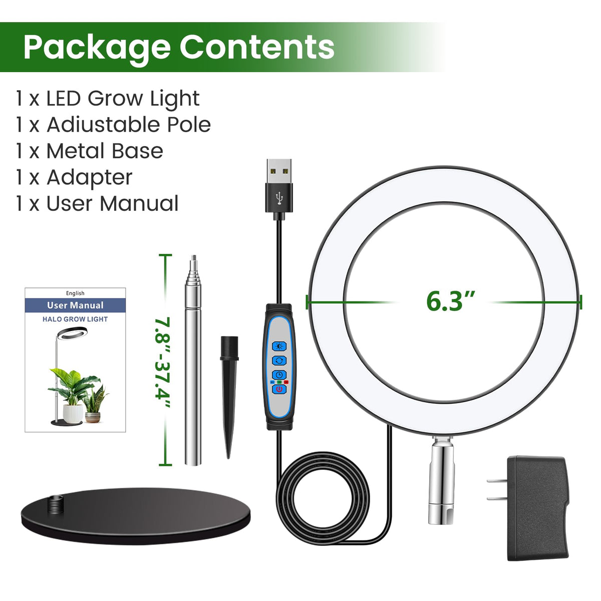 Aokrean Grow Lights uses high-efficiency diodes with CRI 95% for bright indoor illumination