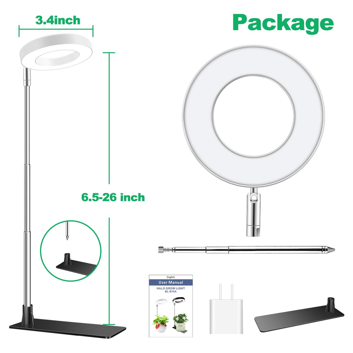 Aokrean Grow Lights supports seedlings with bright, focused indoor illumination